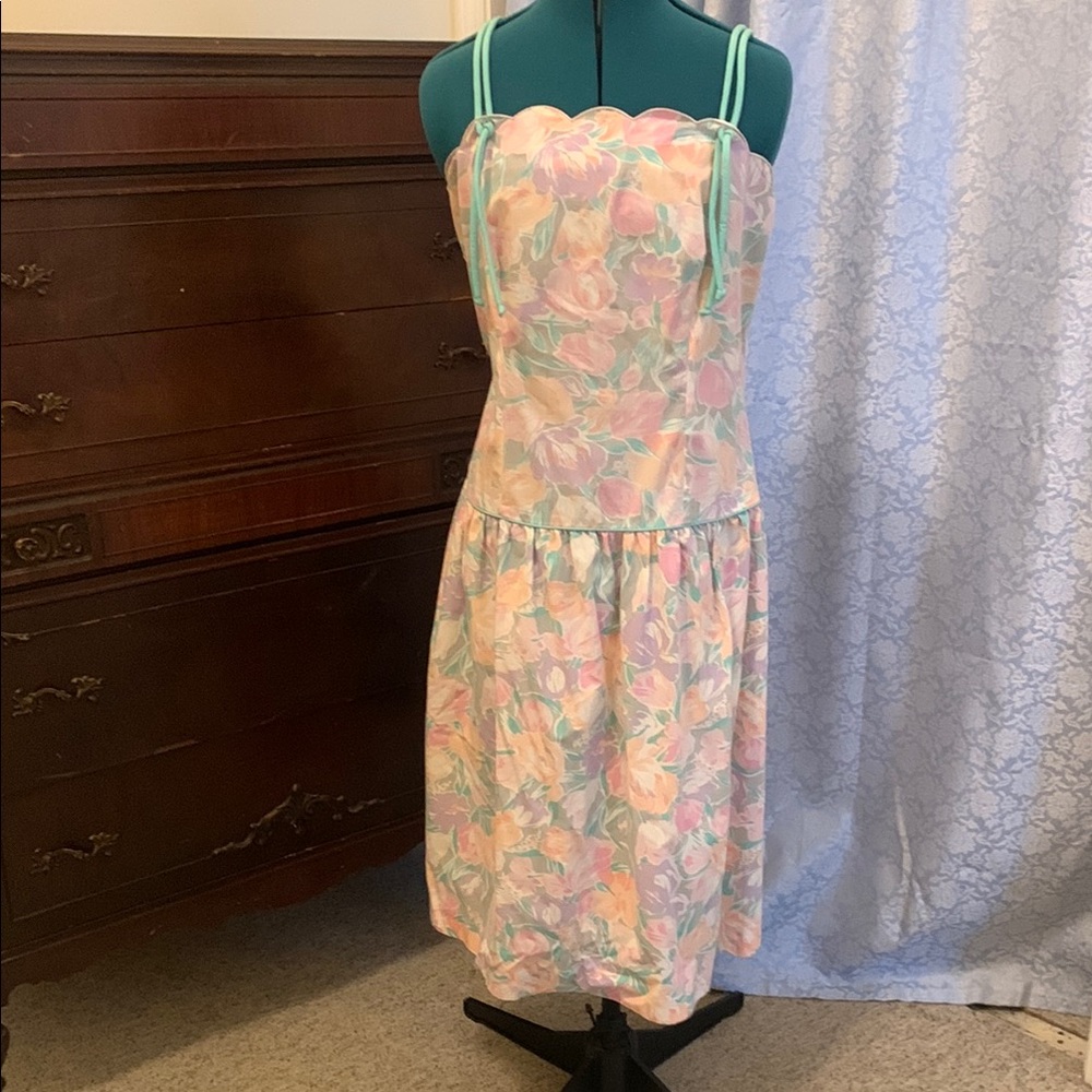 Vintage Pastel Floral Midi Dress
